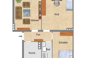 Moderne Gartenwohnung! Neu saniertes Wohlfühlbad & Einbauküche – Porse-Privatweg 9, 39104 Buckau, Magdeburg – Vorschaubild 2
