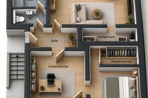 Provisionsfrei: Grüne Oase direkt am Südpark - 2,5-Zimmer-Wohnung mit 2 Loggien, Tiefgarage & EBK  – 40591 Wersten, Düsseldorf – Vorschaubild 13