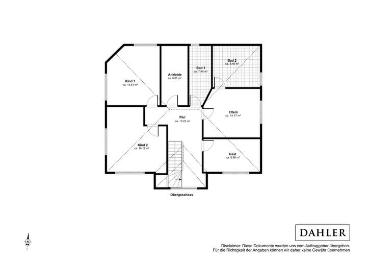 Der Grundriss im Obergeschoss
