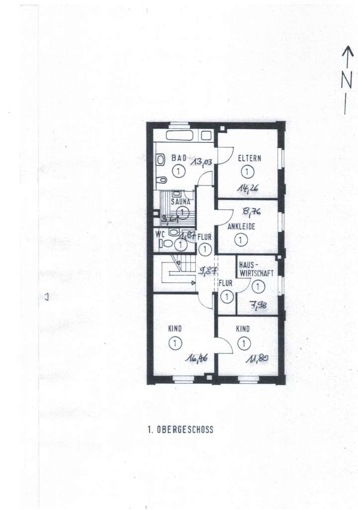 Grundriss  I. OG mit Maßen