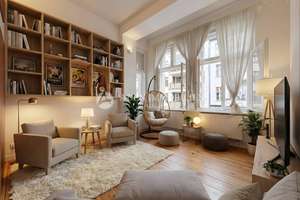 Grosse stilvolle Wohnung im Herzen von Friedrichshain auf 4,5 ruhigen Zimmer mit Balkon !