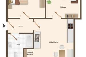 * ab 01.07. * sanierte 2 Raumwohnung, große Wohnküche, Sonnenbalkon, Tageslichtbad – Fröbelstrasse 100, 47053 Hochfeld, Duisburg – Vorschaubild 7