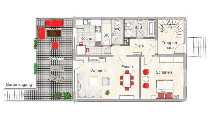 Grundrissskizze Erdgeschoss