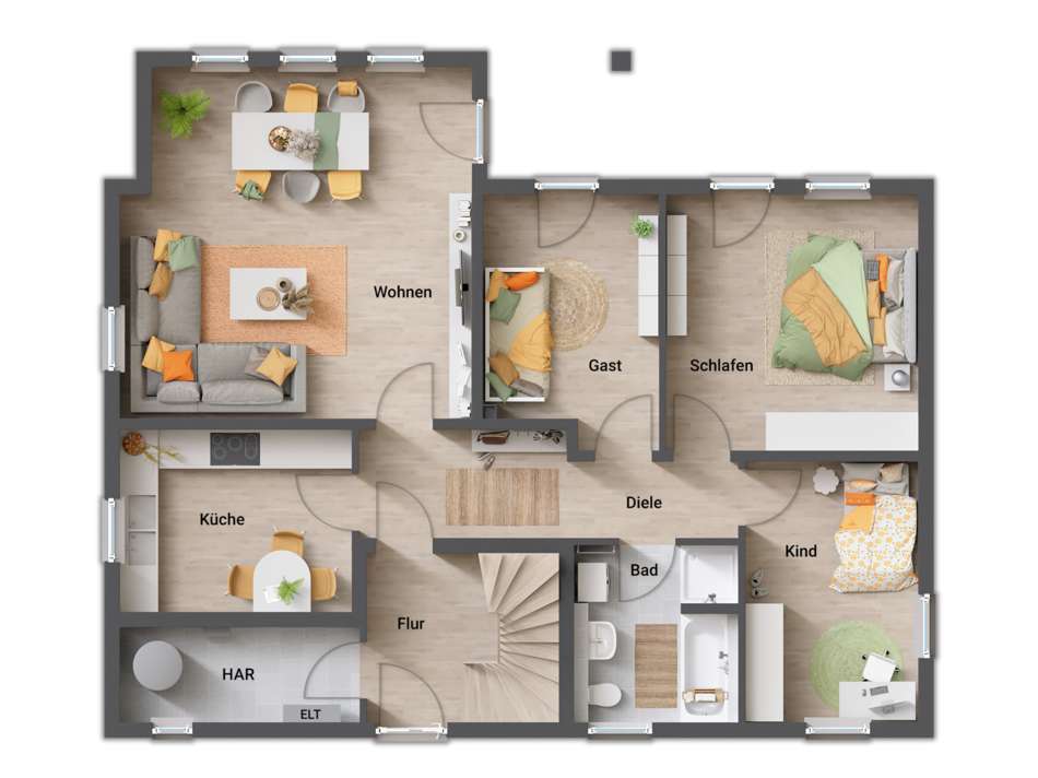 Beispiel EG  Zweifamilienhaus