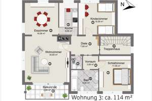 Helle 3,5-Zimmer-Obergeschosswohnung mit Garage in gepflegter Wohnlage – Die vollständige Adresse der Immobilie erhältst du vom Anbieter., 75217 Birkenfeld – Vorschaubild 2