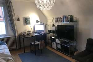 Gepflegte, teilmöbilierte 1-Zimmer-DG-Wohnung mit Einbauküche in Mannheim-Neckarau