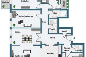 Viel Raum, viel Stil, viel Leben!
Große, neuwertige Traumwohnung mit 3 Balkonen – Die vollständige Adresse der Immobilie erhältst du vom Anbieter., 45138 Südostviertel, Essen – Vorschaubild 27