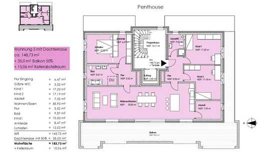 Haus 3  |  Wohnung 5  |  Penthouse