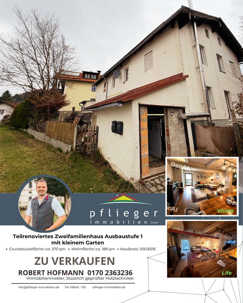 Immobilie in Spiegelau - Teilrenoviertes Zweifamilienhaus Ausbaustufe 1 mit kleinem Garten - Bild 0