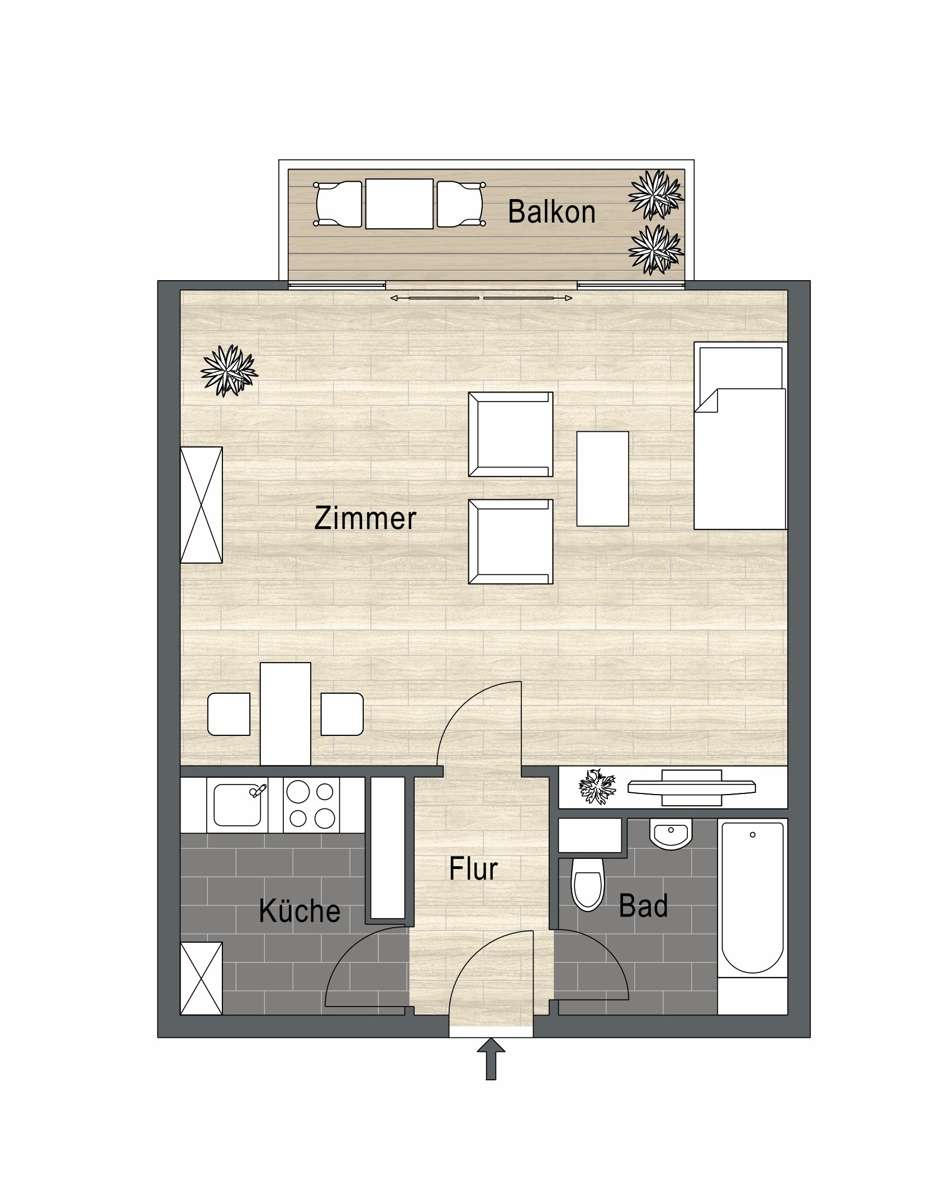 *Vermietete 1-Zimmer-Wohnung mit Balkon + Stellplatz in ruhiger Lage*, Darmstadt Dieburg Kreis – Bild 2