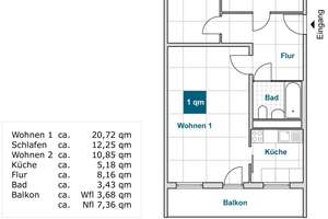 Sanierte 3-Zimmer-Wohnung mit Balkon (Angemessenheit 2 Personen) – Harthaer Str. 32, 1169 Gorbitz-Nord/Neu-Omsewitz, Dresden – Vorschaubild 2