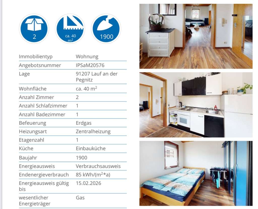 Immobilie in Lauf an der Pegnitz - 2-Zimmer-Wohnung mit Staffelmiete & Garage – attraktive Kapitalanlage in Lauf - Bild 0