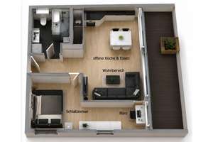 Perfektes-2-Zi.-Business-Aptmt. in sehr ruh. Wohnl. von Golzheim, Duschbad, Loggia und TG-Stellpl.