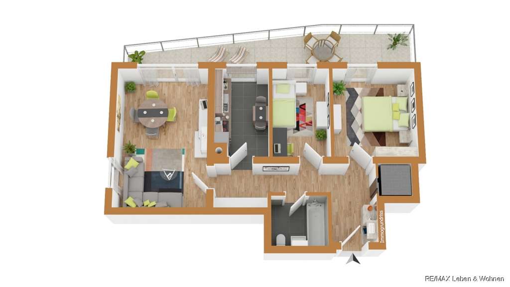 Vermietete 3 Zimmer -Whg im 7.Stock mit traumhaftem Balkon (21m²)  in ruhiger Wohnlage +Tiefgarage.