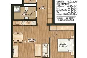 Provisionsfrei: Renovierte 2-Zimmer-Endetage (5 OG.) mit Balkon, Aufzug und TG-Stellplatz – Scharnhorststraße 3b, 10115 Mitte (Ortsteil), Berlin – Vorschaubild 4