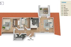 Helle 3-Zi-Wohnung im DG, großer Balkon, mit Fahrstuhl, Tiefgarage, Keller, St. Magnus - Bremen Nord – Zum Fichtenhof 20, 28759 Sankt Magnus, Bremen – Vorschaubild 7