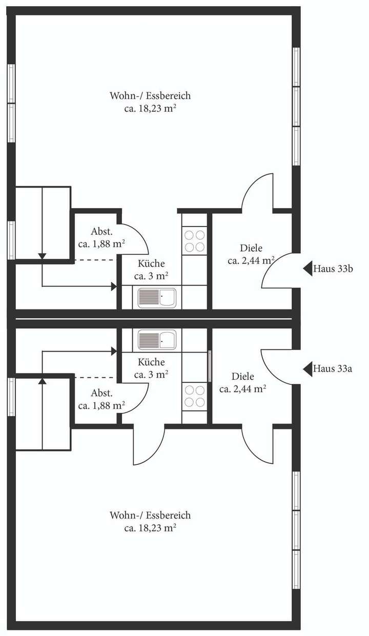 Grundriss Erdgeschoss beide Ha