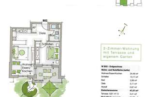 Urbanes Wohnen in Nürnberg: 2-Zimmer-Wohnung möbliert mit Terrasse – Werderstraße 25, 90489 Wöhrd, Nürnberg – Vorschaubild 2