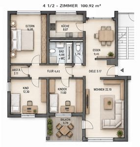 Großzügige 4,5-Zimmer-Eigentumswohnung mit TG-Stellplatz & Keller in Lauchheim