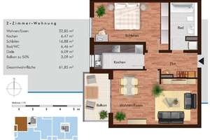schöne 2-Zimmer-Wohnung im CityPark mit Balkon zum 01.10.2026 – Luise-Riegger-Str. 23, 76137 Südstadt, Karlsruhe – Vorschaubild 5
