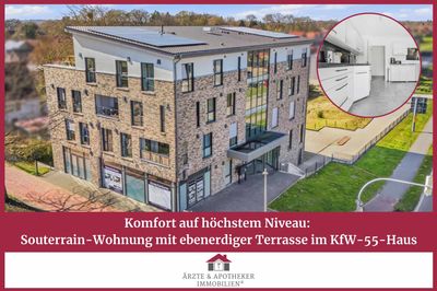 Komfort auf höchstem Niveau: Souterrain-Wohnung mit ebenerdiger Terrasse im KfW-55-Haus