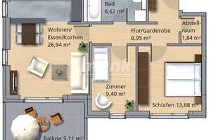 Sonnige 3-Zimmer-Wohnung in ruhiger und stadtnaher Lage – Die vollständige Adresse der Immobilie erhältst du vom Anbieter., 89233 Neu-Ulm – Vorschaubild 8