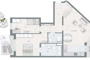 Moderne, voll möblierte 3-Zimmer-Wohnung mit 2 Balkonen