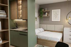 Möbliertes 1-Zimmer-Neubau-Apartment mit Terrasse und Garten nahe Ostkreuz