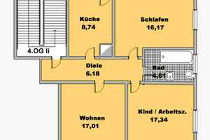 Helle gepfl. 3 Zi. Whg. 71 m² m. Ebk., Balk. 4.OG ohne Lift, in Nbg. Nord zentr. Lage, Nähe Burg. – Maxfeldstr. 12, 90409 Nürnberg – Vorschaubild 3