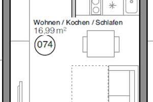 Helle 1-Zimmer-Wohnung mit Balkon und Einbauküche in München-Preußenstraße – Preußenstraße 9, 80809 Am Riesenfeld, München – Vorschaubild 2