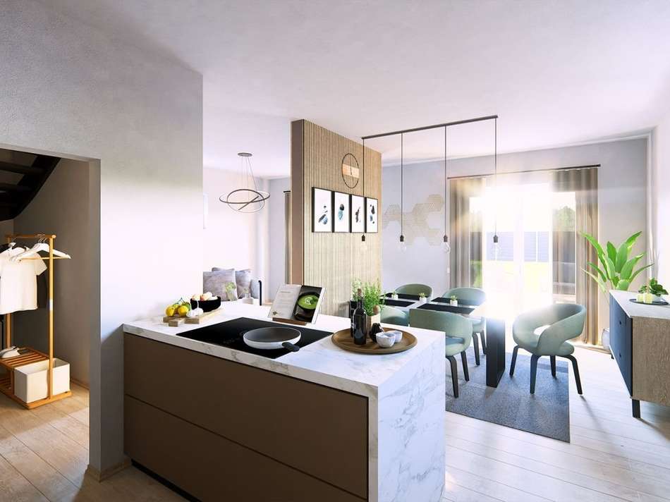 Ansicht Küche und Essbereich