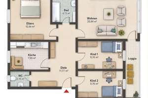 Ihr neues Zuhause: 4-Zimmer-Wohnung mit idealem Grundriss – Die vollständige Adresse der Immobilie erhältst du vom Anbieter., 51377 Steinbüchel, Leverkusen – Vorschaubild 1