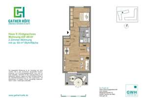 47125/96 Moderne 2-Zimmer-Wohnung mit gemütlicher Terrasse in Düsseldorf – Am Gatherhof 43F, 40472 Rath, Düsseldorf – Vorschaubild 2