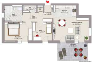 Franklin - Moderne 3 Zimmer Erdgeschoss-Wohnung mit ca. 150 m² Garten – Die vollständige Adresse der Immobilie erhältst du vom Anbieter., 68309 Käfertal, Mannheim – Vorschaubild 24