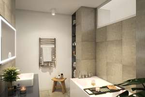 Penthouse-Juwel mit Seltenheitswert – XL-Terrasse, zwei Bäder, Fußbodenheizung und viel Privatsphäre – Warschauer Straße 10, 10243 Friedrichshain, Berlin – Vorschaubild 4