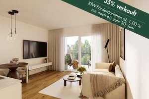 2-Zimmer Neubauwohnung mit Sonnenbalkon in Südausrichtung auf der ruhigen Gartenseite