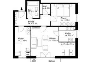 AIGNER - Gut durchdachte 3-Zimmer-Wohnung mit Süd-Westbalkon – Die vollständige Adresse der Immobilie erhältst du vom Anbieter., 81829 Trudering-Riem (Ortsteil), München – Vorschaubild 8