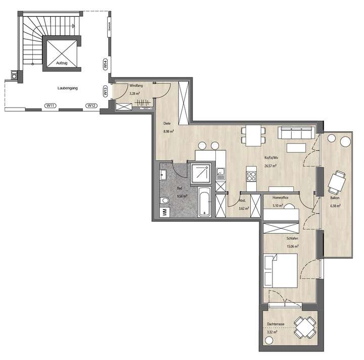 Grundriss Whg 13