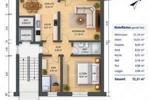 Helle 3-Zimmer-Wohnung mit Essbereich, Balkon, und Fahrstuhl in Kiel Dietrichsdorf