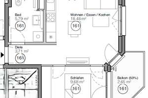 moderne 1,5-Zimmer-Wohnung im Münchner Norden mit Balkon, Nähe Olympiapark (#100) – 80809 Am Riesenfeld, München – Vorschaubild 2