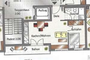 Zentralgelegene 2 Zimmer Wohnung in S-Weilimdorf, 70m bis zur U6, befristet auf 2 Jahre – Köstlinstraße 8, 70499 Weilimdorf (Ortsteil), Stuttgart – Vorschaubild 2