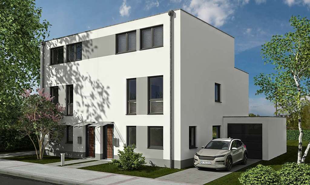 Neubau eines modernen Einfamilienhauses als Nullenergiehaus