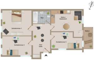 WG Wohnung - 1 Zimmer in 2er oder 3er WG-Wohnung mit extra  Essbereich + Balkon  – Kurt-Beate-Straße 5, 99086 Johannesvorstadt, Erfurt – Vorschaubild 16