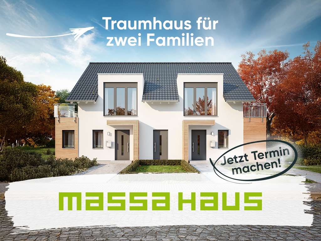 Doppeltes Glück ☘☘, halbe Kosten: Gemeinsam bauen mit massa haus | Ausbauhaus „FamilyStyle 21.02 S“