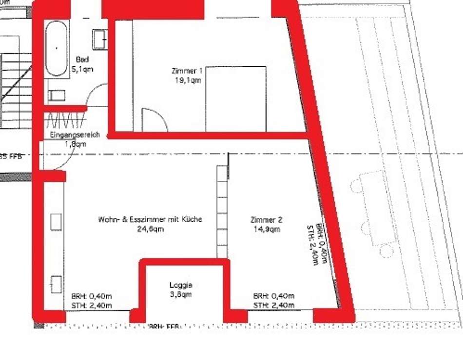 Grundriss OG - WHG 5 markiert