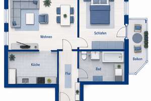 NEU! • Eigentumswohnung • 2 Zimmer • NEUES BAD • mit Balkon • in Chemnitz • JETZT KAUFEN! – Die vollständige Adresse der Immobilie erhältst du vom Anbieter., 9116 Altendorf, Chemnitz – Vorschaubild 2