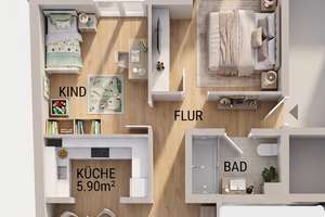 Tolle 3-R. Wohnung am Park -Neubau-WE  mit Balkon, TG & LIFT in ruhiger Lage Reudnitz – Mierendorffstraße 12, 4317 Anger-Crottendorf, Leipzig – Vorschaubild 4
