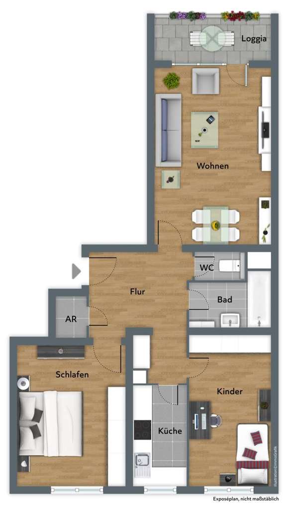 Immobilie in Mühlheim am Main - 3-Zim.-Whg. mit Charme – modernisiert, lichtdurchflutet und mit Blick ins G - Bild 2