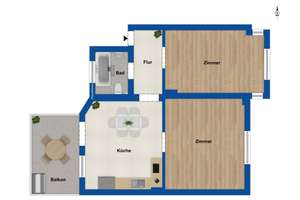 Attraktive 2-Zimmer-Wohnung mit Balkon im 1. Obergeschoss in zentraler Lage Düsseldorfs – Die vollständige Adresse der Immobilie erhältst du vom Anbieter., 40227 Oberbilk, Düsseldorf – Vorschaubild 10