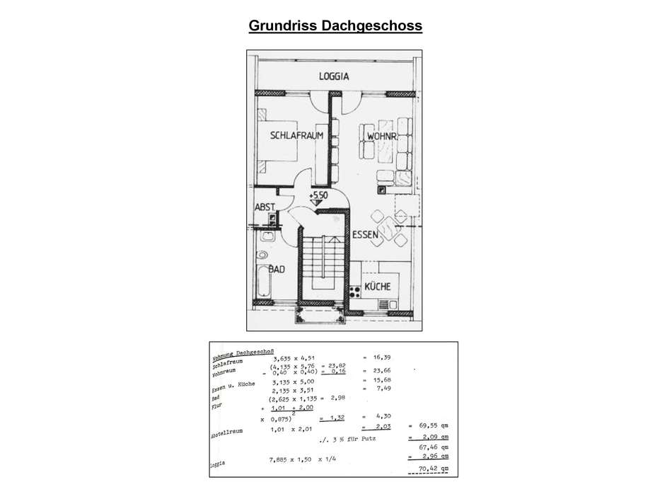 Dachgeschoss Grundriss mit Ber